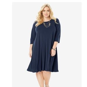 Swing Drape Dress with Curved Hem